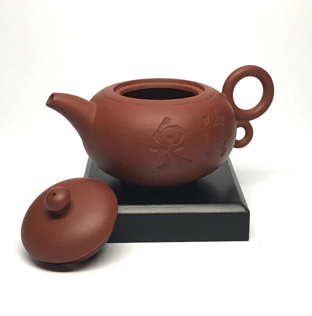 Red Clay Tea Pot-double loop handle